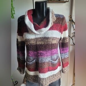 Canyon River Blues Multi Color Striped Turtleneck Sweater M